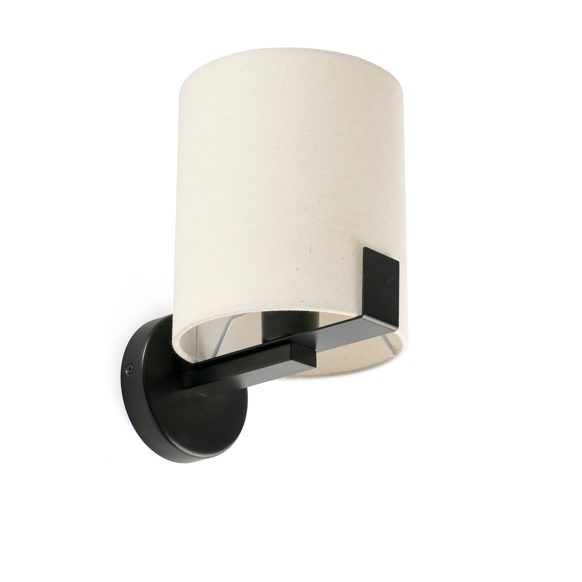 Aplique de Pared Faro Nila Negro con Pantalla Blanco Roto - Foto Principal