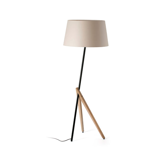 Lámpara de Pie de Salón Faro Treewood Fresno Natural con Pantalla Beige - Detalle