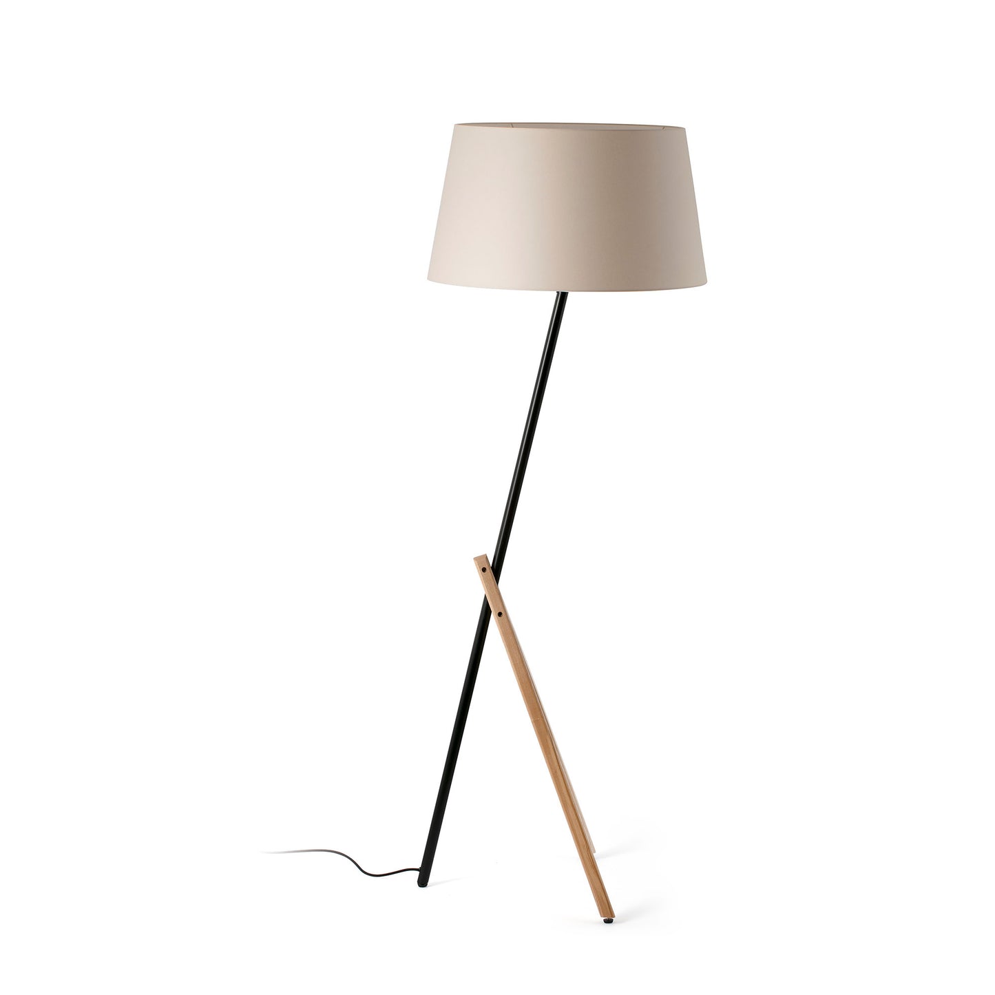 Lámpara de Pie de Salón Faro Treewood Fresno Natural con Pantalla Beige - Detalle