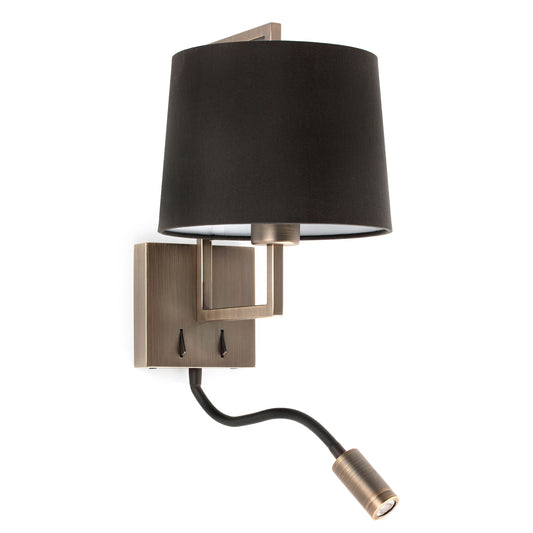 Aplique FRAME Faro en oro viejo con lector LED y pantalla negra