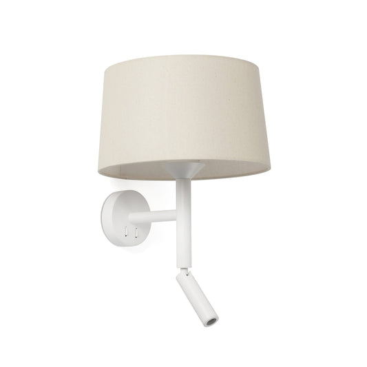 Aplique WINDSOR Faro blanco con lector LED y pantalla de lino