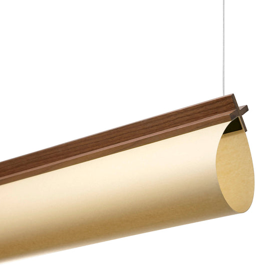 Lámpara Colgante Lineal Faro CALMA Madera Nogal y Esferas Opal 97cm