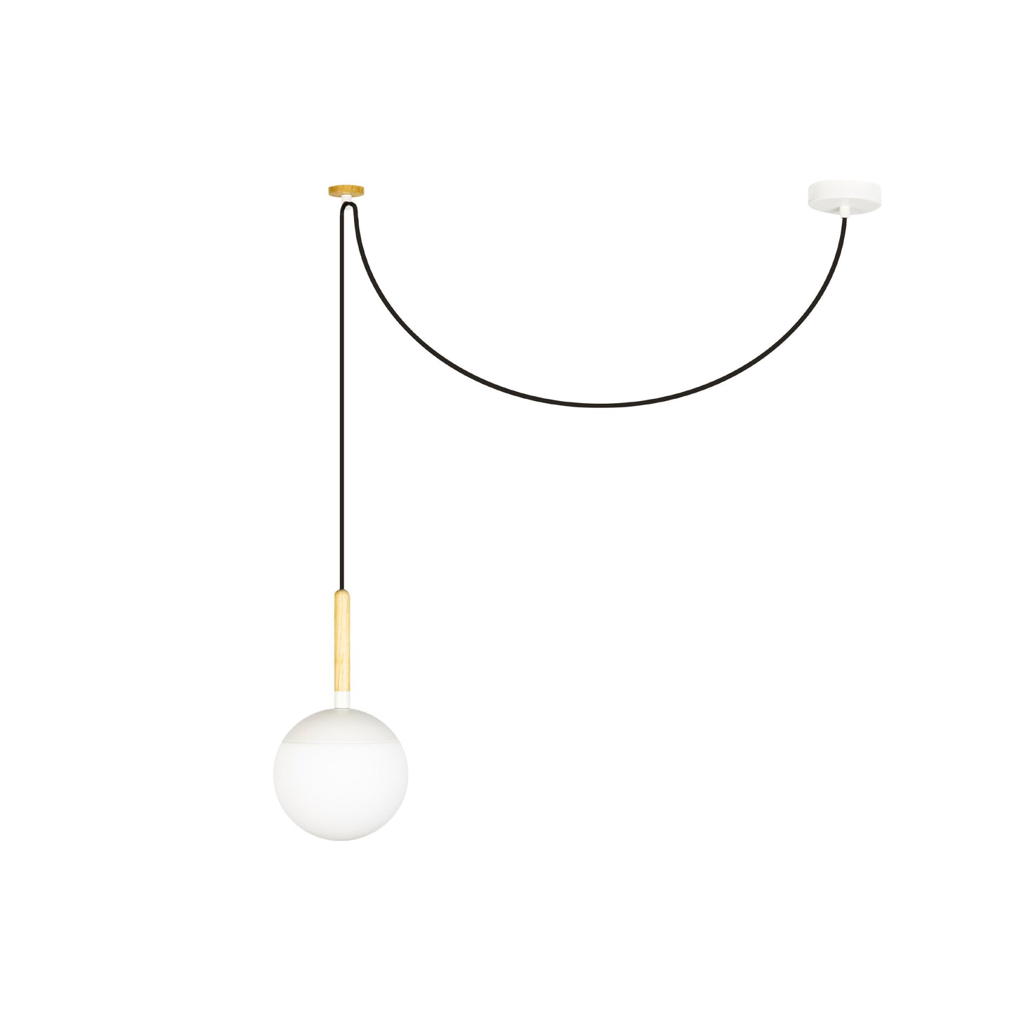 Lámpara Colgante Faro MINE Madera de Haya y Vidrio Opal Diseño Nahtrang
