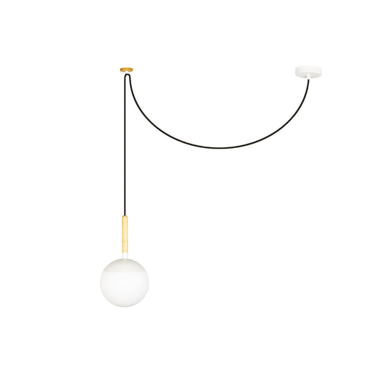 Lámpara Colgante Faro MINE Madera de Haya y Vidrio Opal Diseño Nahtrang