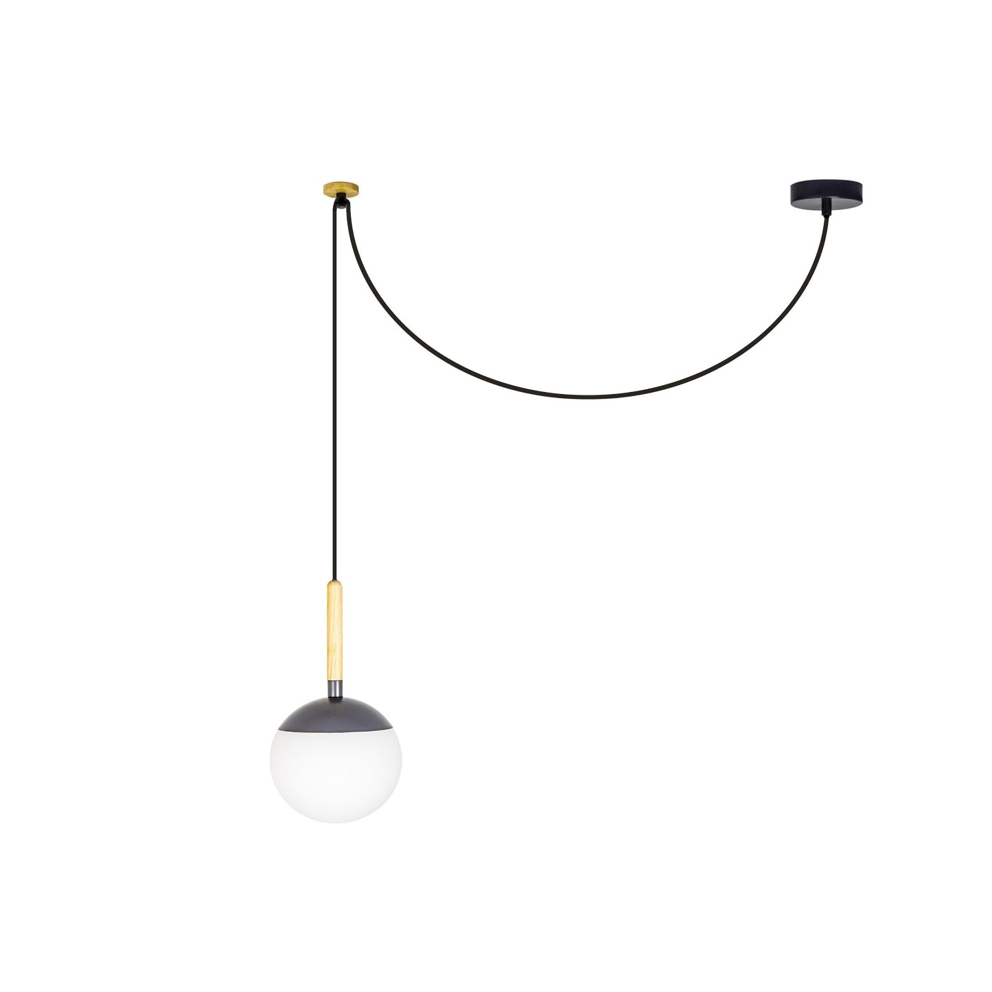 Lámpara Colgante Faro MINE Madera de Haya y Vidrio Opal Diseño Nahtrang