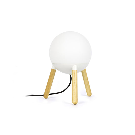 Lámpara de Sobremesa Faro MINE Madera de Haya y Vidrio Opal Diseño Nahtrang