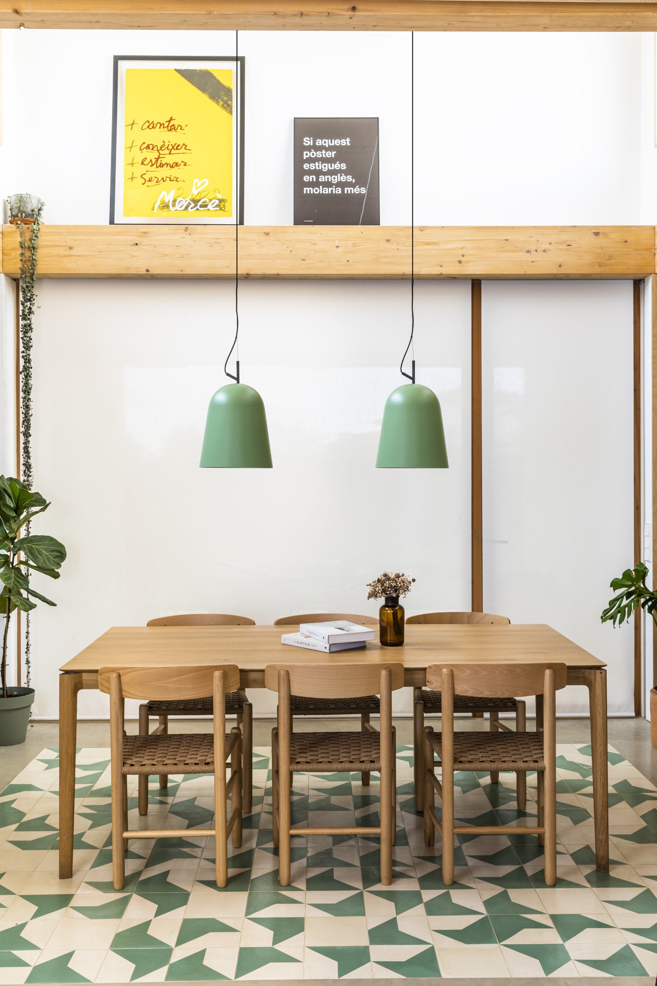 Lámpara Colgante Faro Studio L Verde Salvia 1xE27 - Ambiente