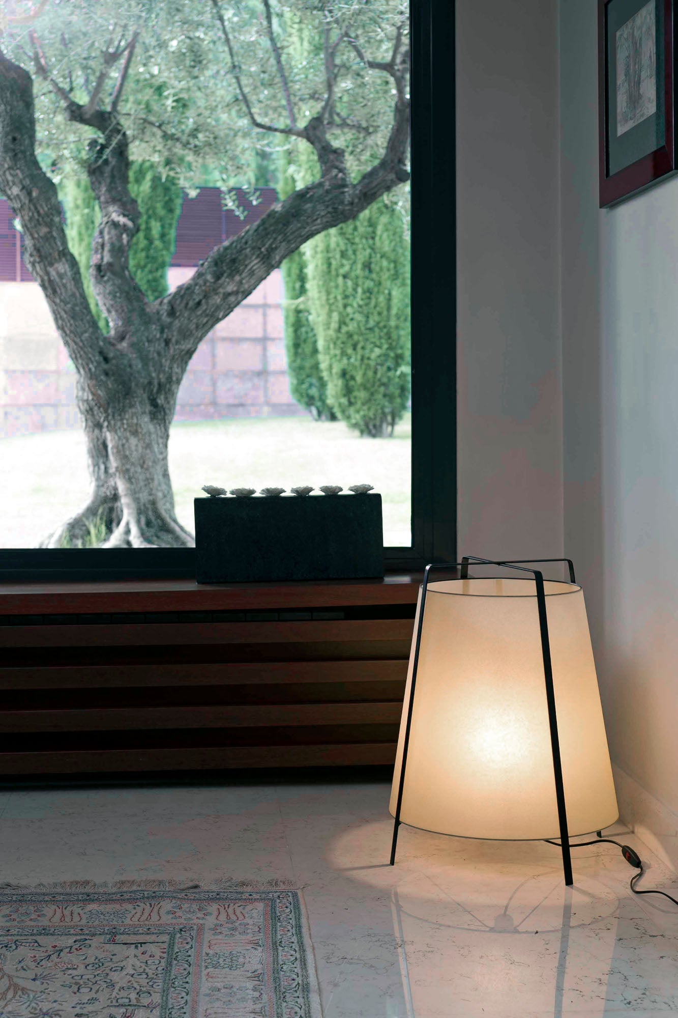 Lámpara Faro AKANE Papiro y Madera Japandi Diseño Pepe Llaudet 1xE27