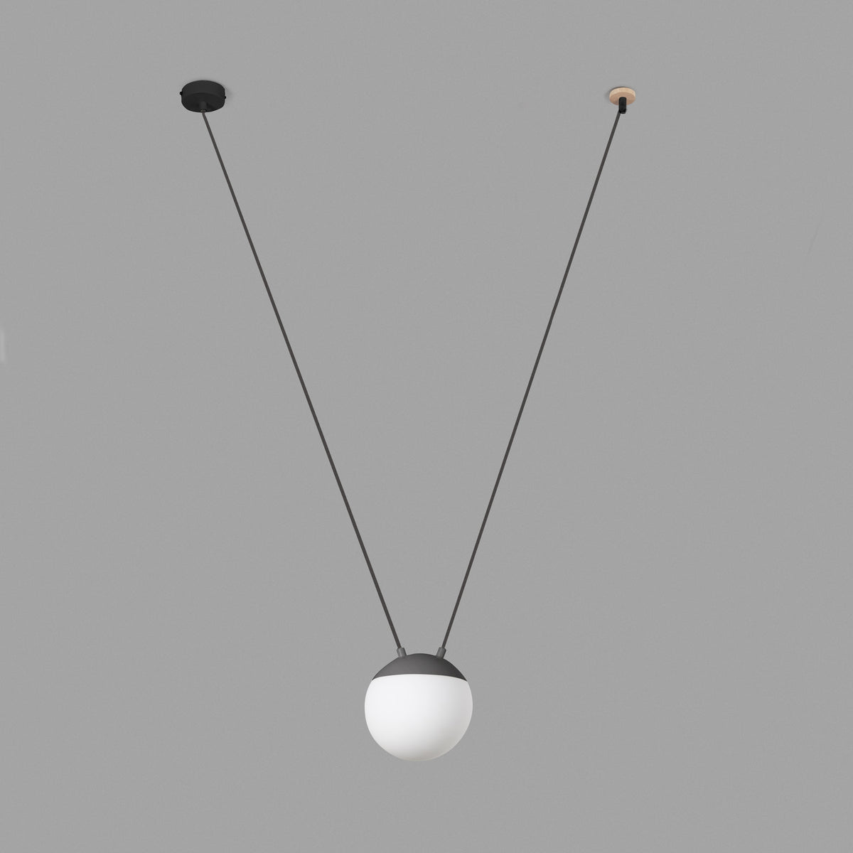 Lámpara Colgante Faro Mine Space 3 Luces Gris Oscuro y Madera - Plano de Cotas