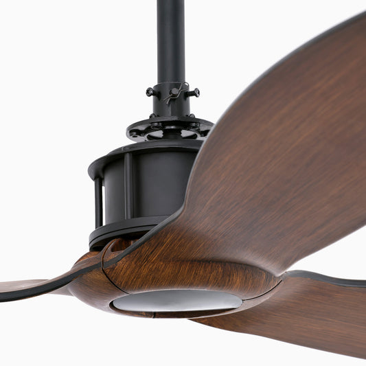 Ventilador de Techo Faro Deco Fan DC Ø128cm Negro Mate con Palas Madera Oscura - Detalle