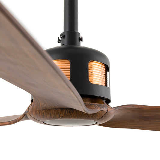 Ventilador de Techo Faro Copper Fan DC Ø128cm Cobre Brillante con Palas Madera - Detalle