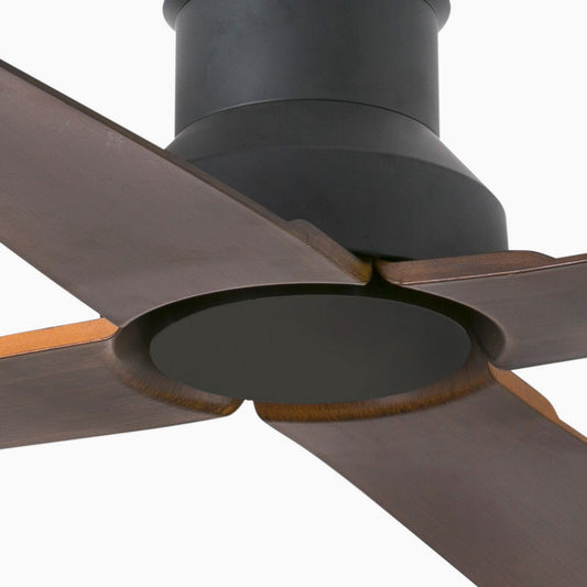 Ventilador de Techo Faro Winche DC Ø130cm Negro Mate 4 Palas Marrón IP44 - Detalle