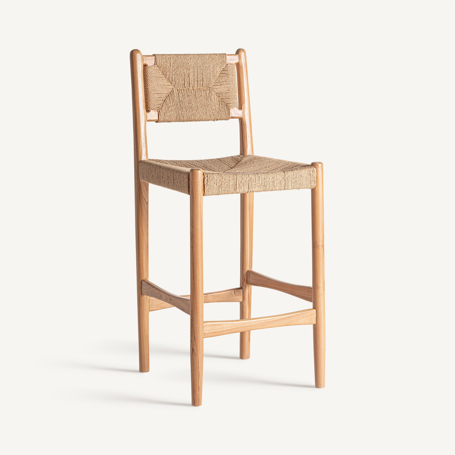 Taburete Agia VICAL en madera de teka y cáñamo