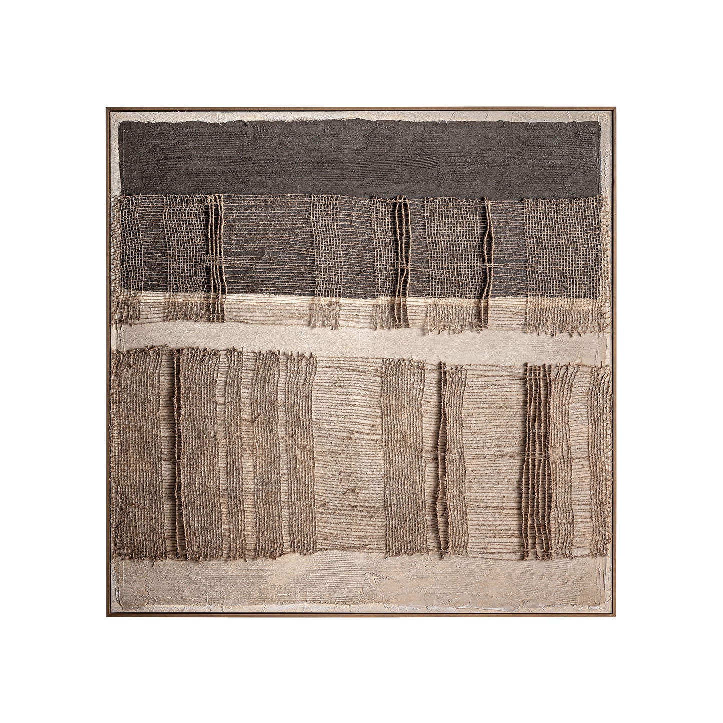 Lienzo Aslan Boho 120x120 cm | Tonos Marrón Artesanal