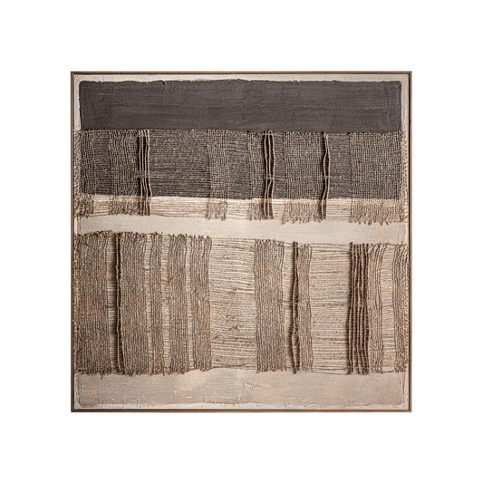 Lienzo Aslan Boho 120x120 cm | Tonos Marrón Artesanal