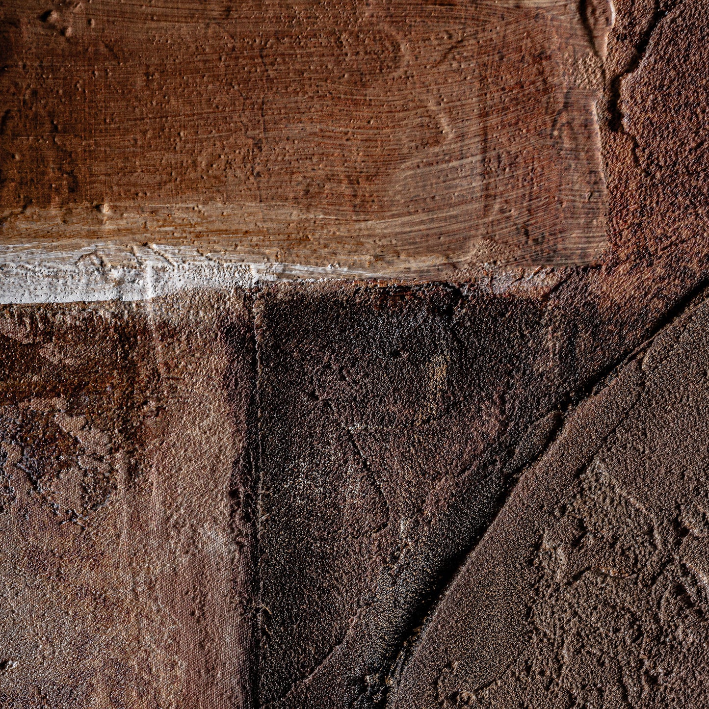 Cuadro Enzo Artesanal 141x141 cm | Lienzo Marrón Negro Contemporáneo