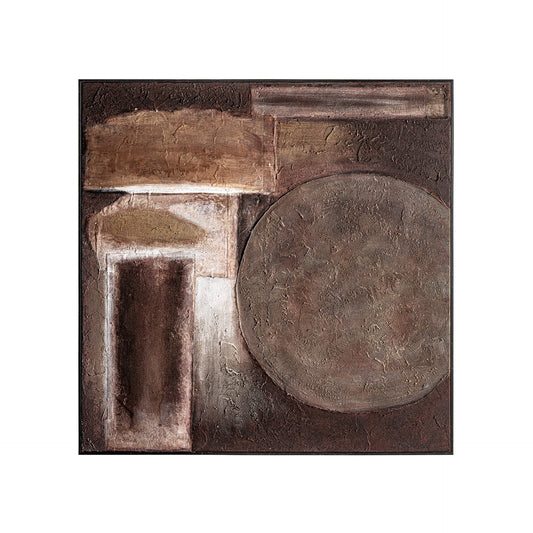 Cuadro Enzo Artesanal 141x141 cm | Lienzo Marrón Negro Contemporáneo