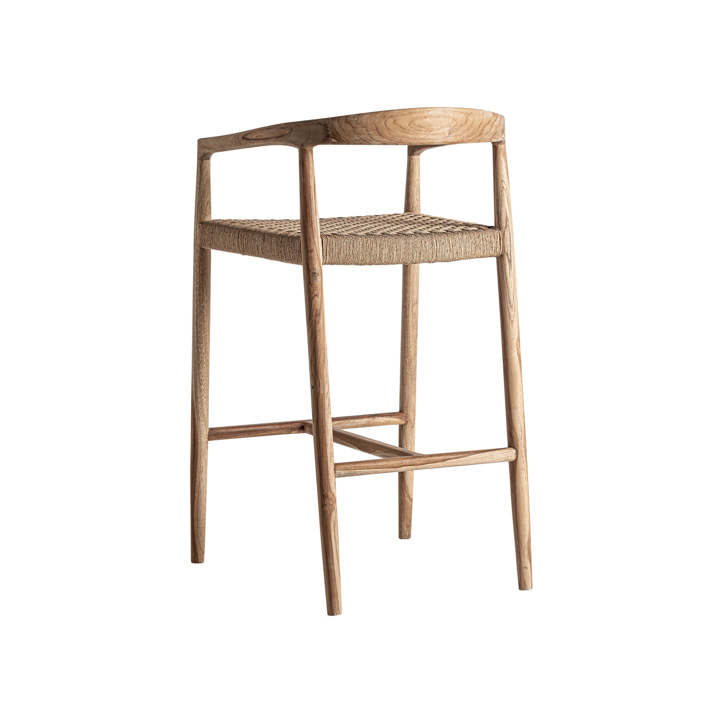 Taburete Caen en Madera de Teka y Fibra Natural | Vical Home