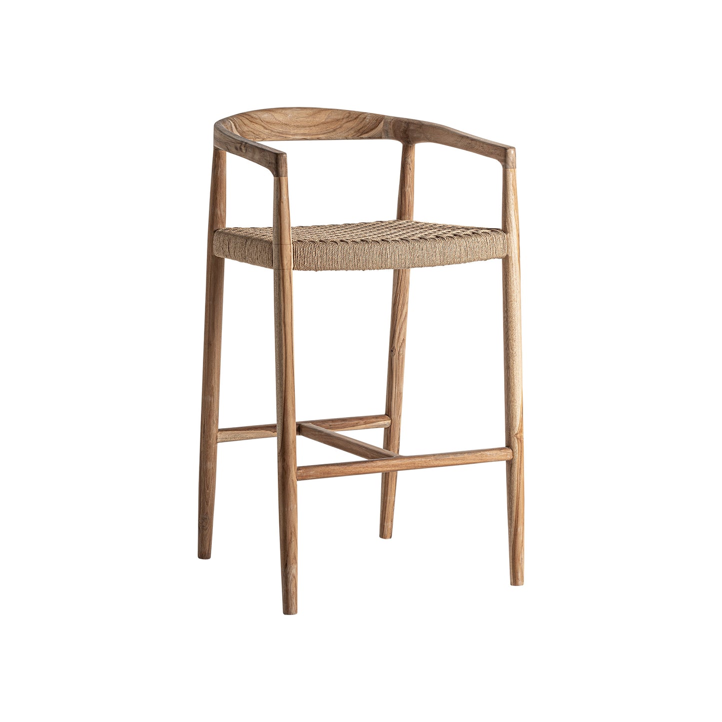 Taburete Caen en Madera de Teka y Fibra Natural | Vical Home