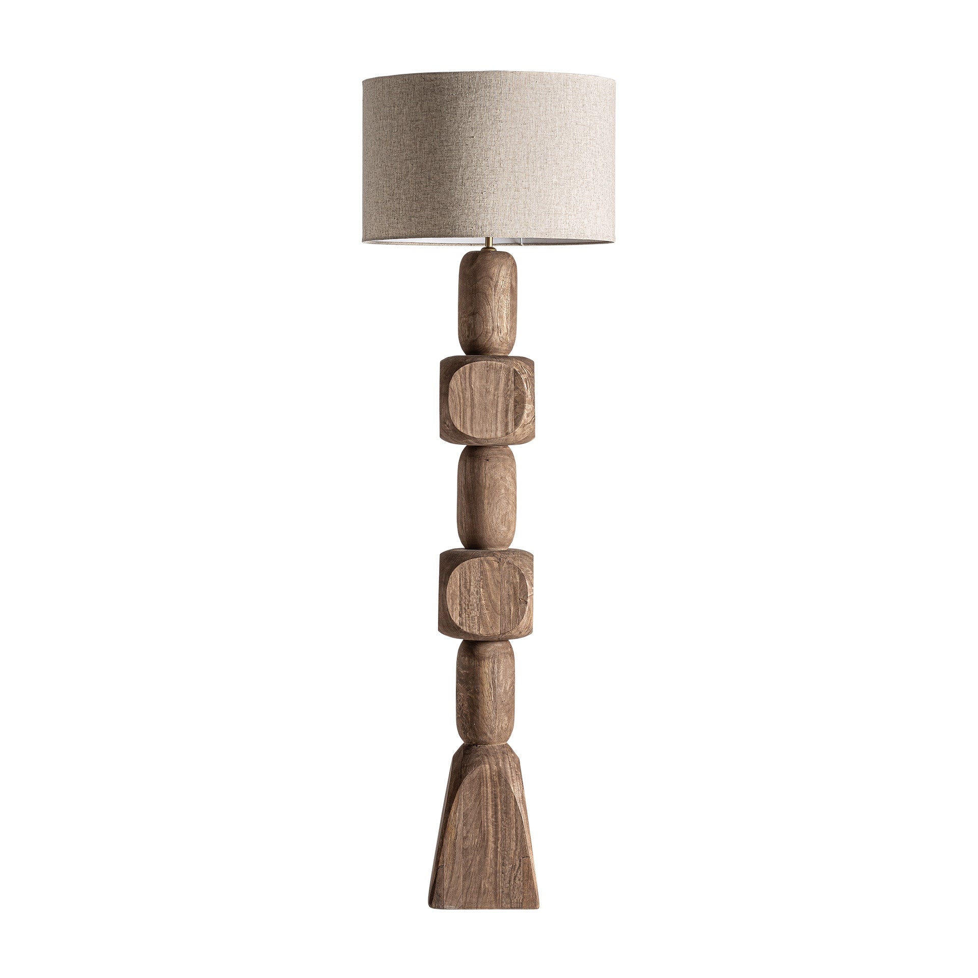 Lámpara de pie Cogne madera de mango marrón con pantalla yute crema, diseño artesanal 164cm