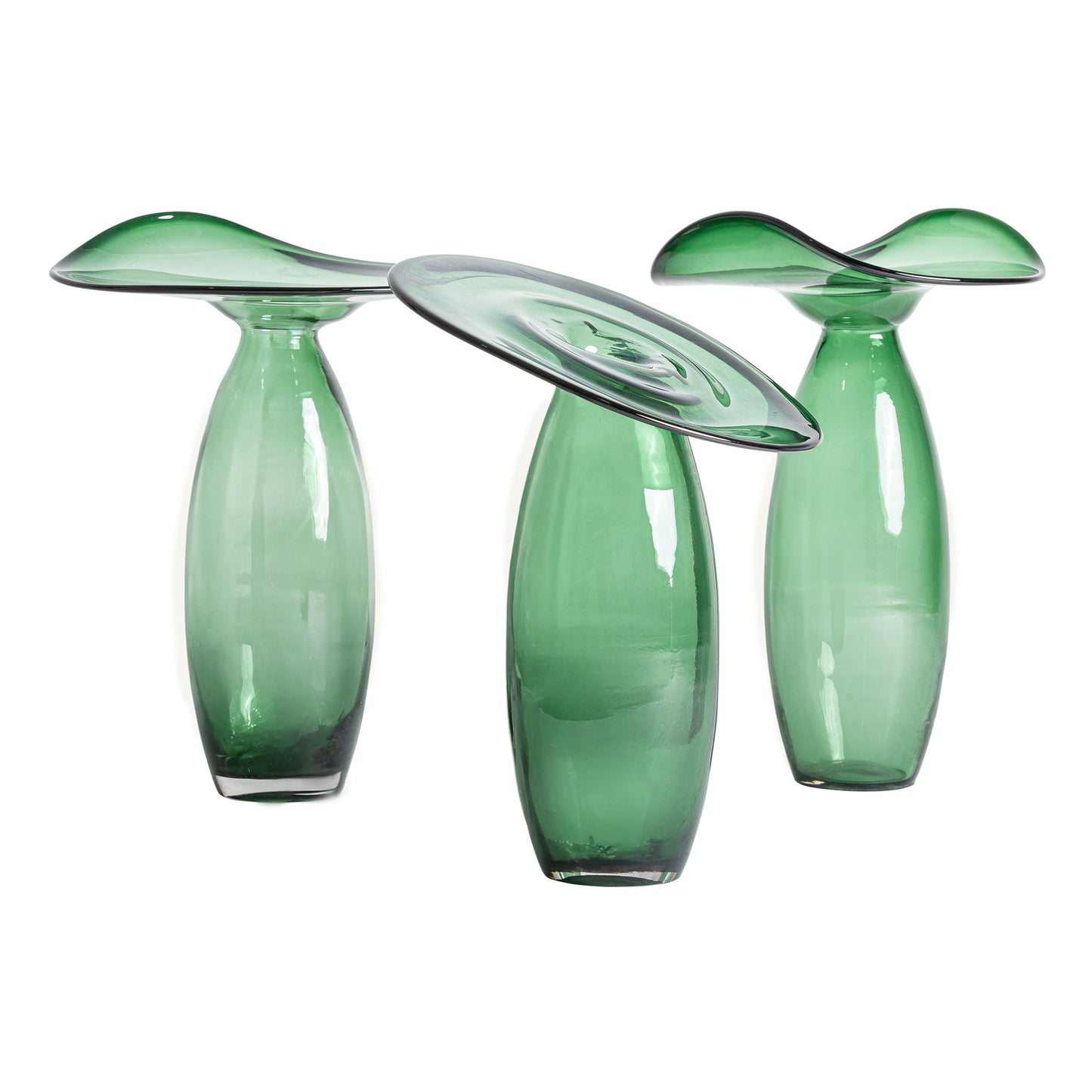 Jarrón Akari Vical Vidrio Verde Translúcido | Decorativo Artístico 37x51cm