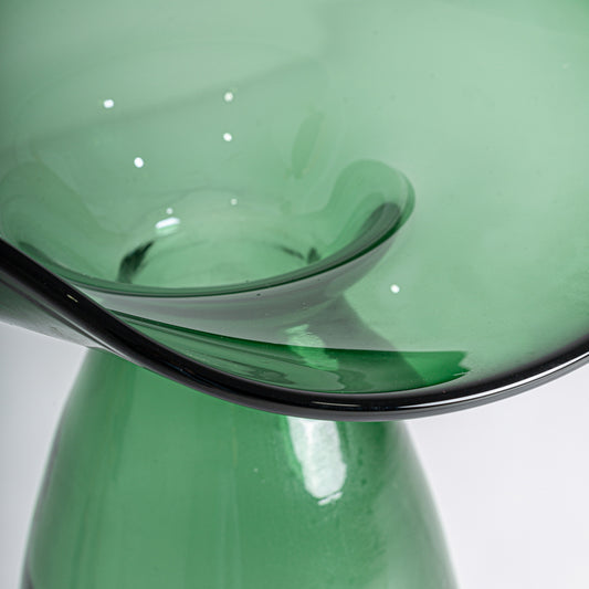 Jarrón Akari Vical Vidrio Verde Translúcido | Decorativo Moderno 37x55cm