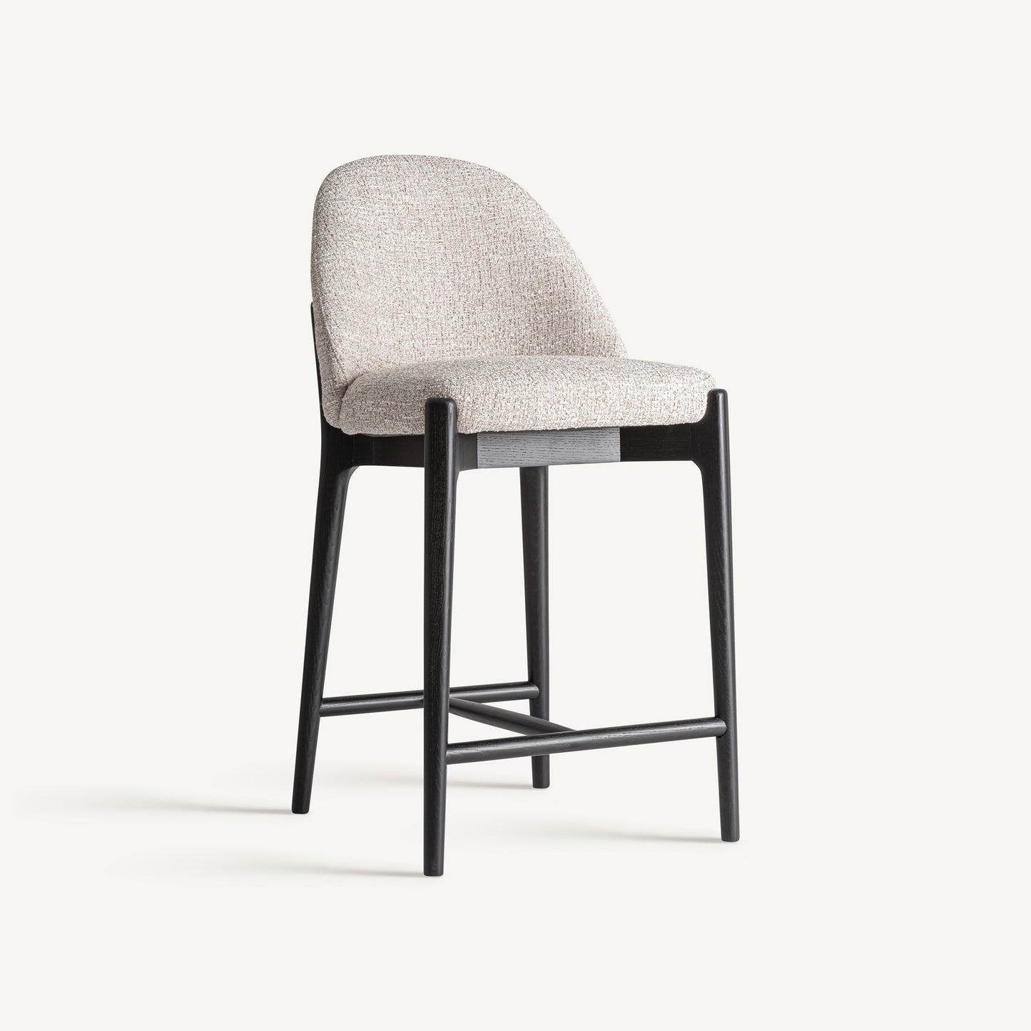 Taburete Sirius VICAL en poliéster beige y madera de fresno negra