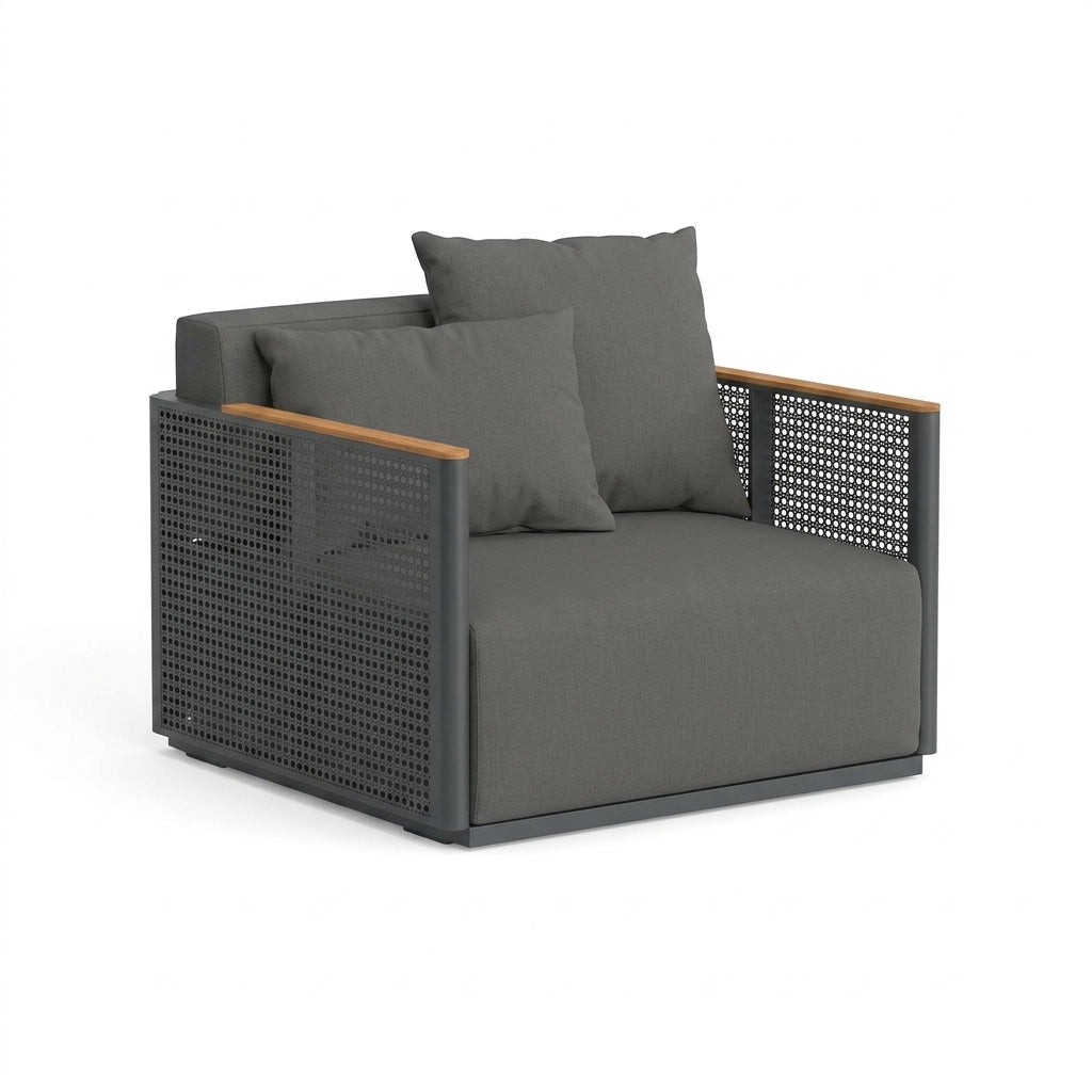Sillón Lounge de Exterior Gandia Blasco BOSC · Madera de Iroko (Diseño Made Studio) - Antracita