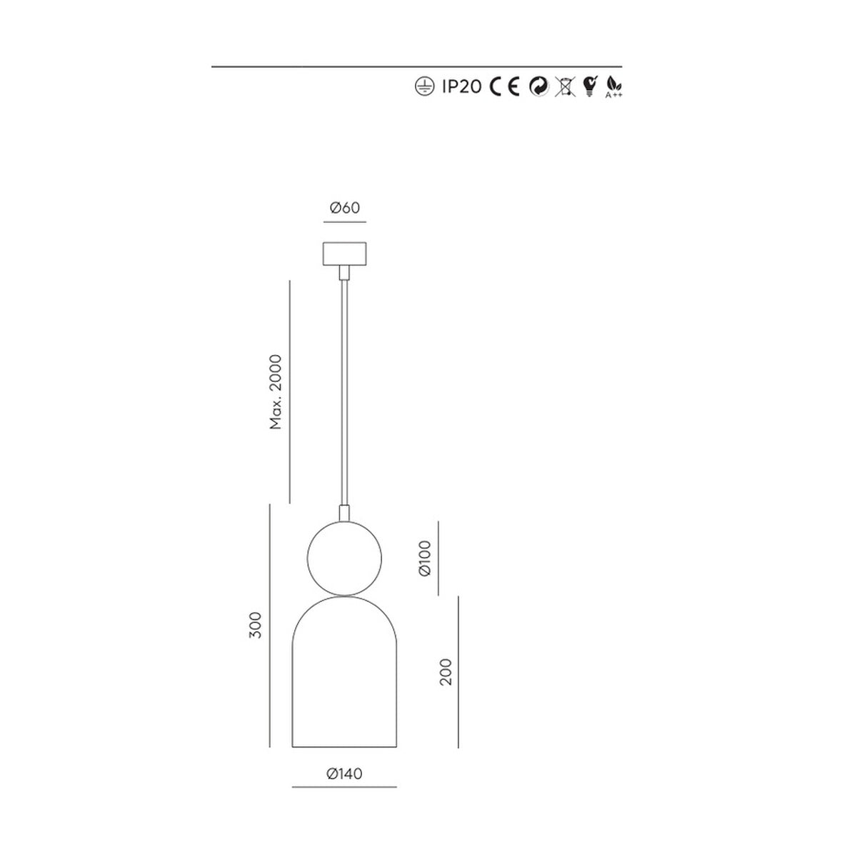 Lámpara Colgante BELL C1084 Aromas del Campo - Plano Técnico y Cotas Oficiales