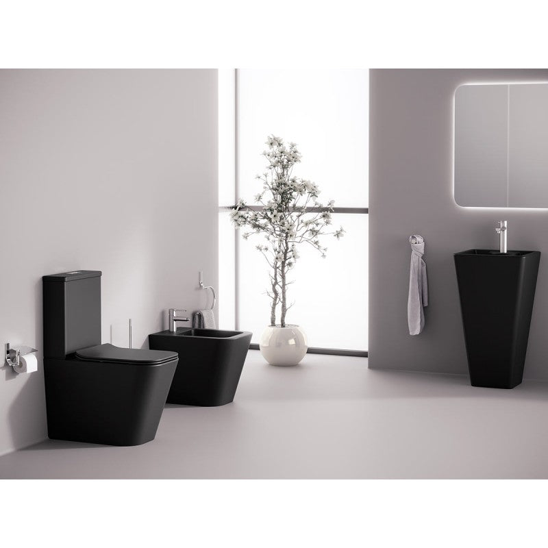 Inodoro FLORENCIA Negro Mate Vista Lateral Diseño Contemporáneo