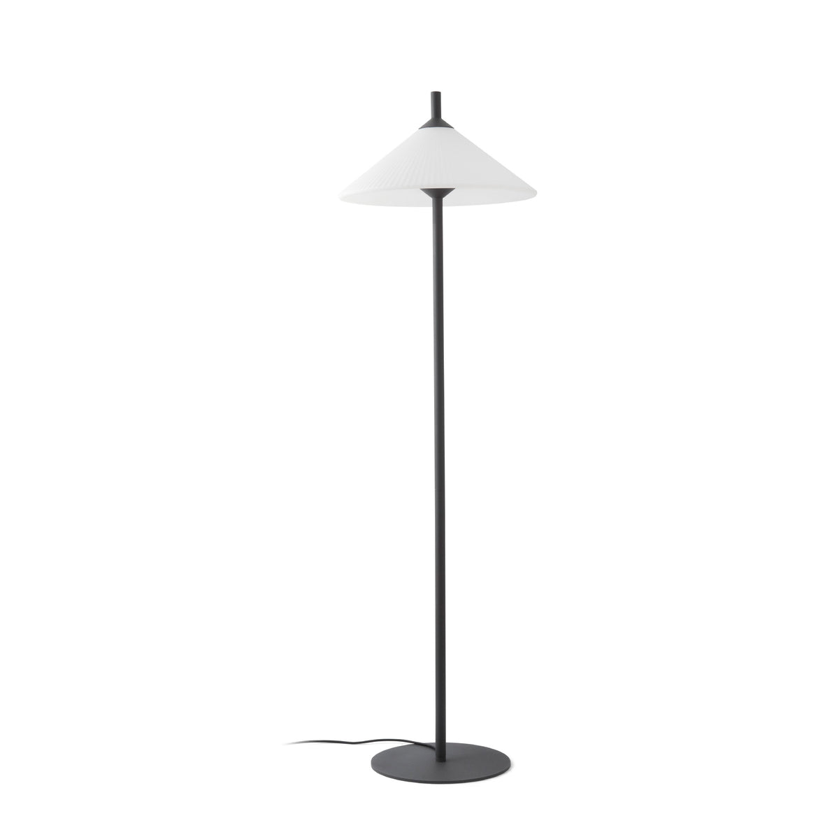 Lámpara de pie de exterior Faro SAIGON OUT con Pantalla Campana R55 Blanca de 55cm y 2,00m de altura