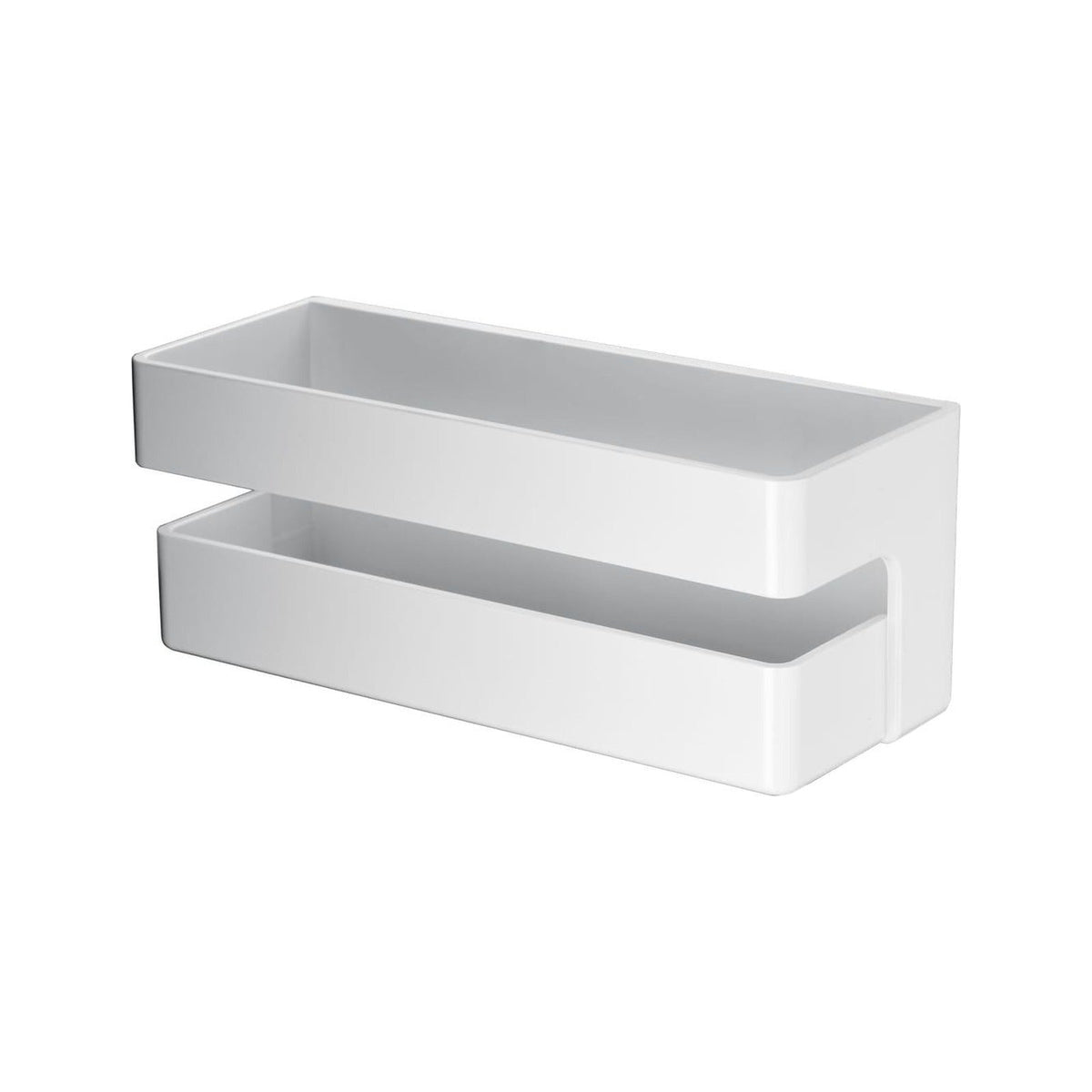 Jabonera Frontal De Pvc Color Blanco Mate IMEX sobre lavabo en baño contemporáneo