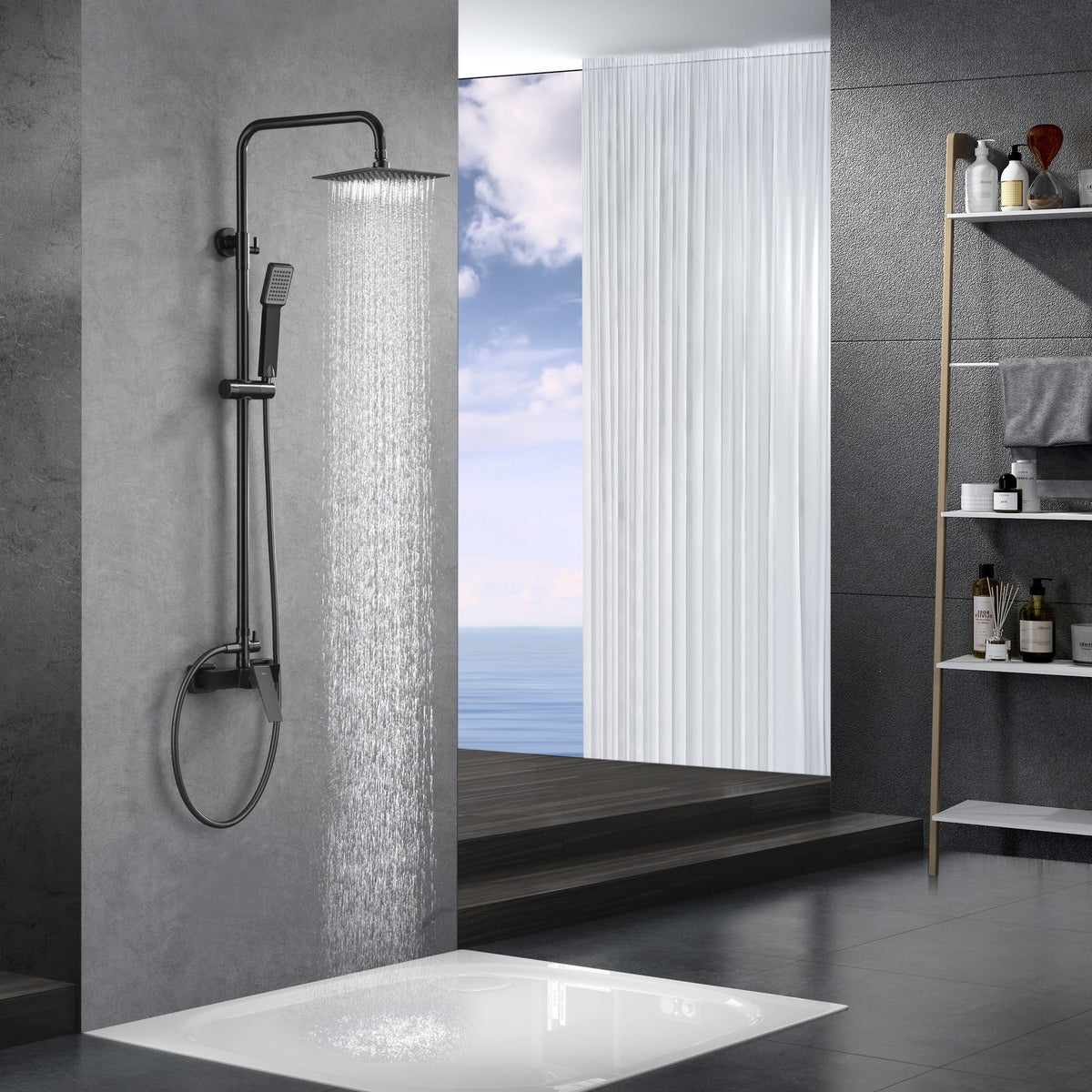 Conjunto de Ducha Monomando Art IMEX instalado en un baño