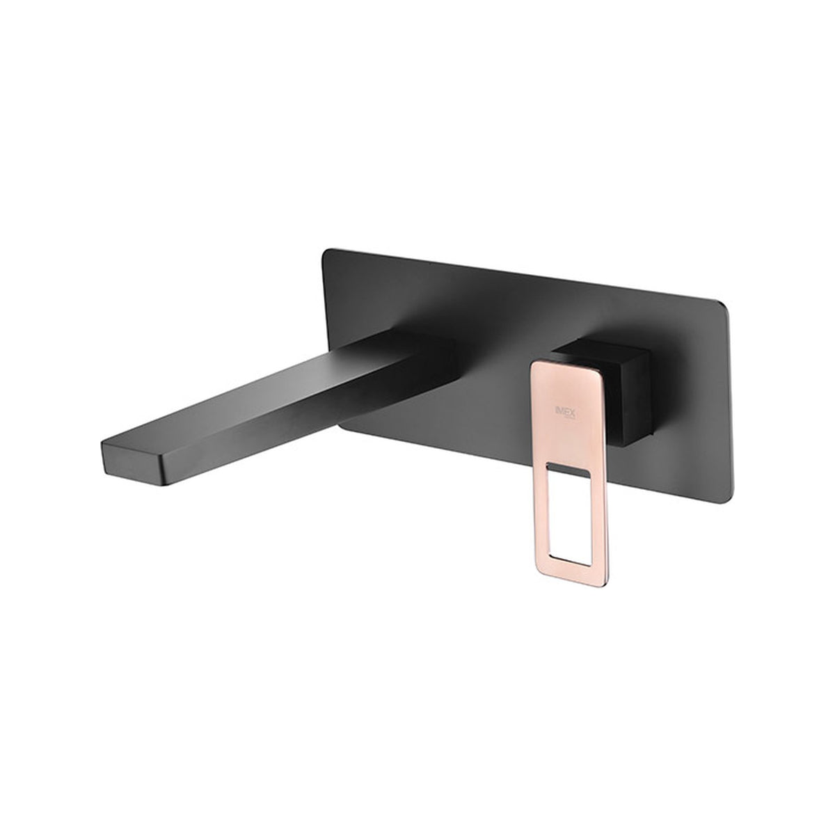 Monomando Empotrado de Lavabo Suecia en Negro + Oro Rosa instalado a pared
