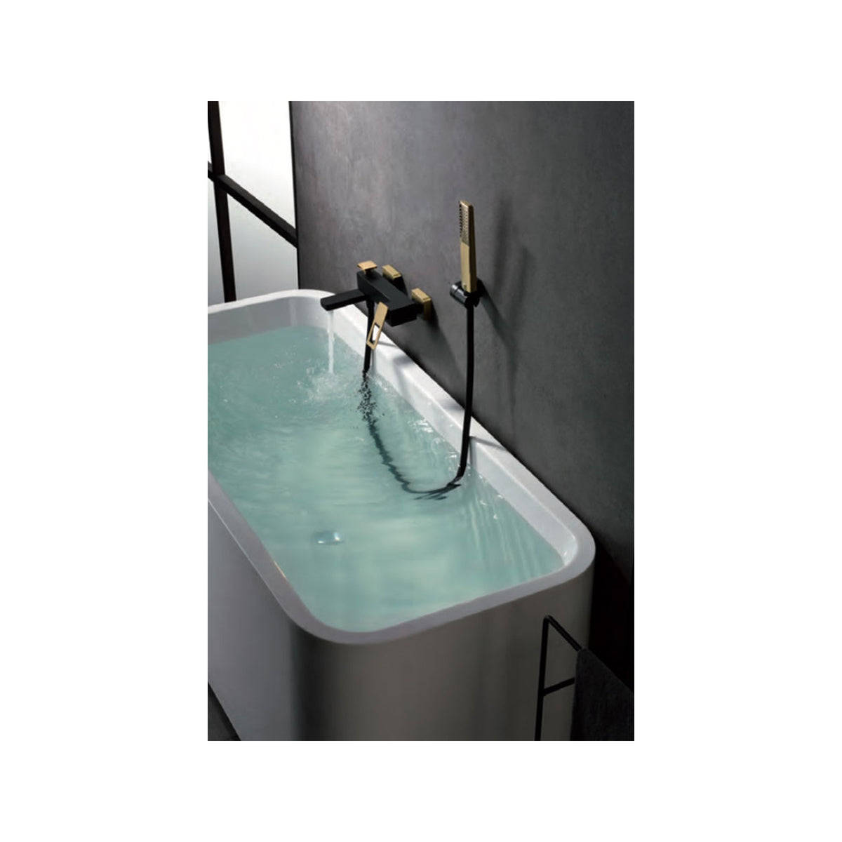 Kit Baño/ducha Monomando Suecia IMEX Negro + Oro