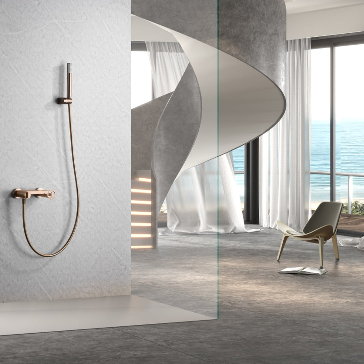 Conjunto de Ducha Monomando Olimpo IMEX instalado en un baño