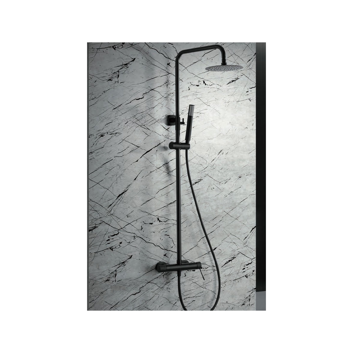 Conjunto de Ducha Monomando Line IMEX Negro Mate