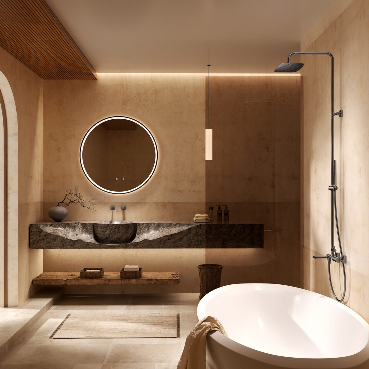 Conjunto de Ducha Monomando Firenze IMEX instalado en un baño