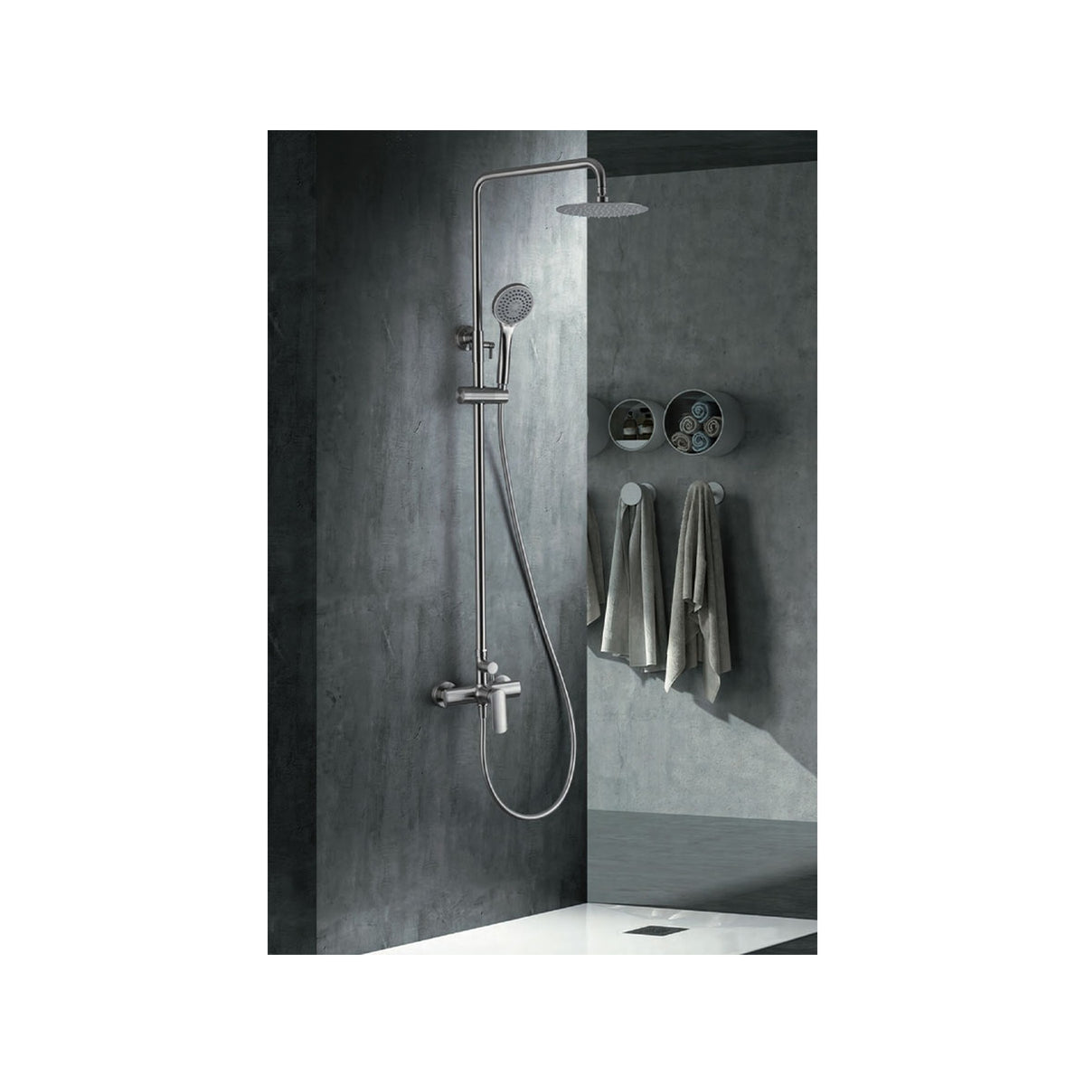Conjunto de Ducha Monomando Ural IMEX Níquel Cepillado