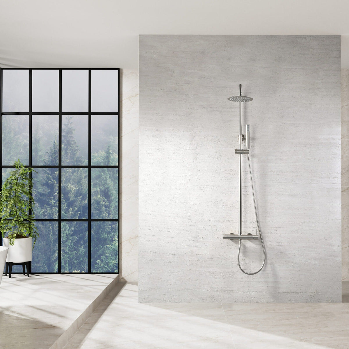 Conjunto de Ducha Monomando Monza IMEX instalado en un baño