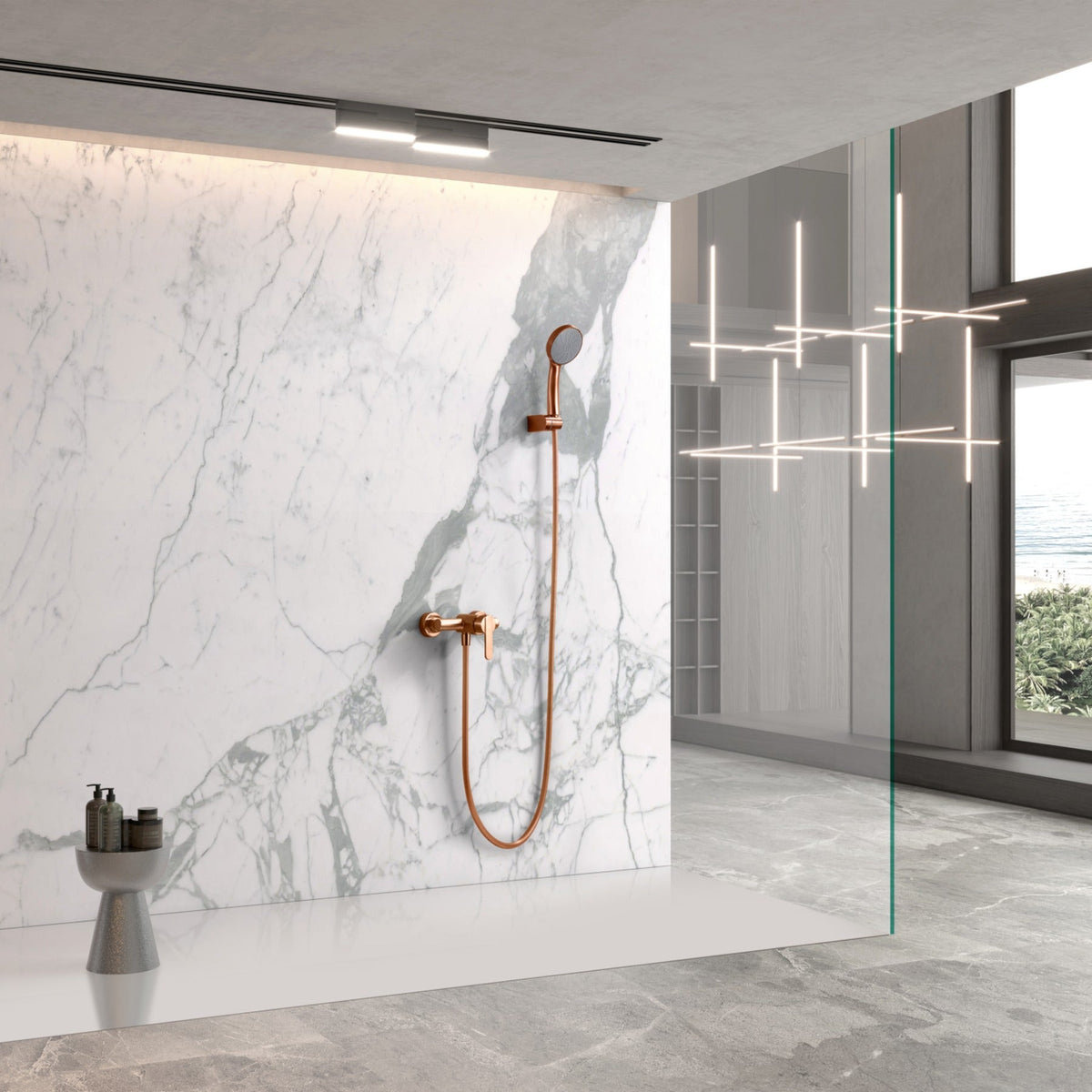 Conjunto de Ducha Monomando Roma IMEX instalado en un baño