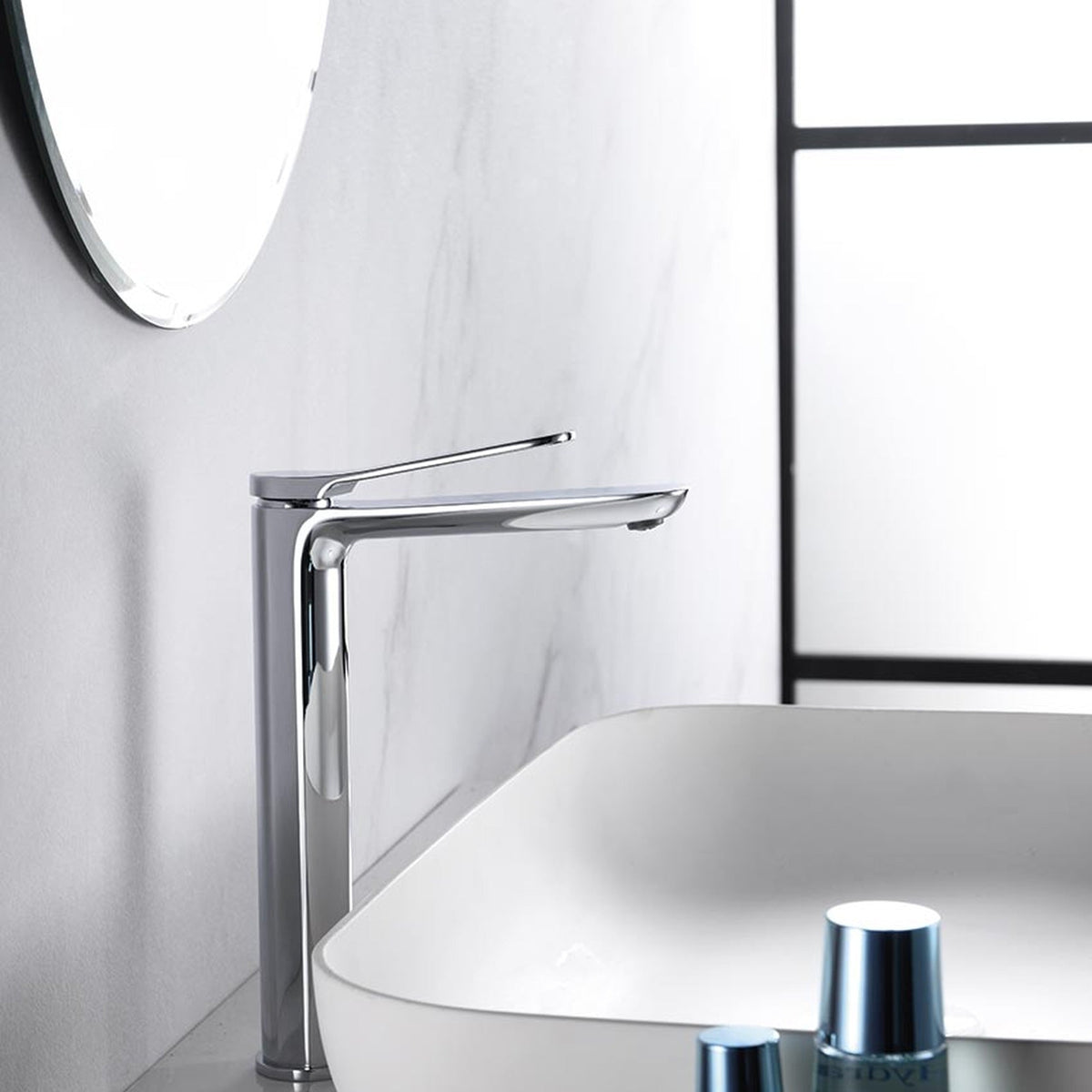 MONOMANDO LAVABO ALTO DINAMARCA IMEX en un baño real