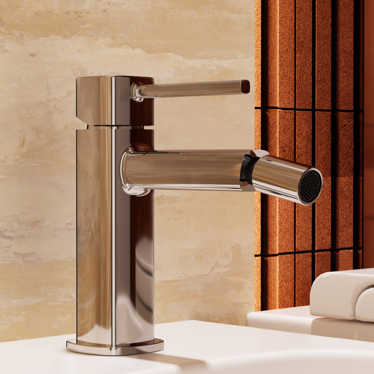 Monomando de Bidé Toscana IMEX instalado en un baño
