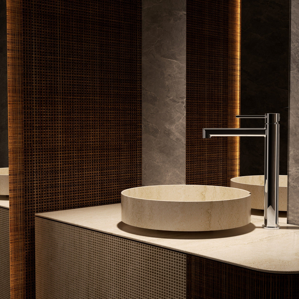 MONOMANDO LAVABO ALTO TOSCANA IMEX en un baño real