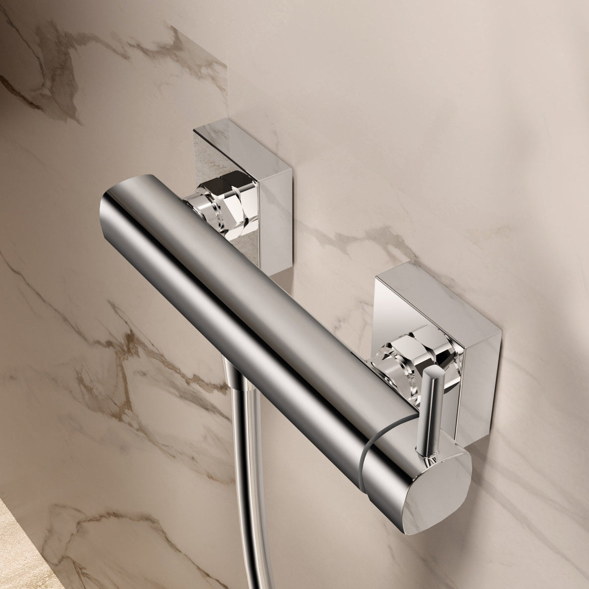 Kit de Ducha Monomando Toscana IMEX instalado en un baño