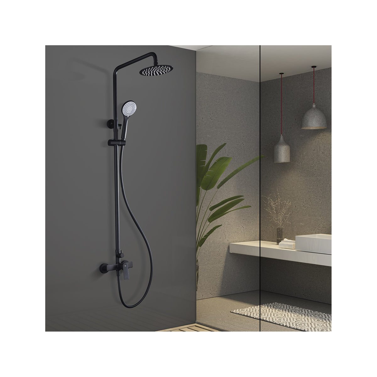 Conjunto de Ducha Monomando Lúxor IMEX Negro Mate