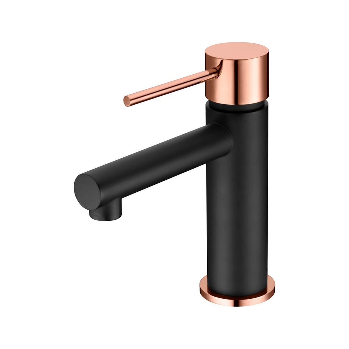 Monomando de Lavabo Milos Stick IMEX Negro + Oro Rosa
