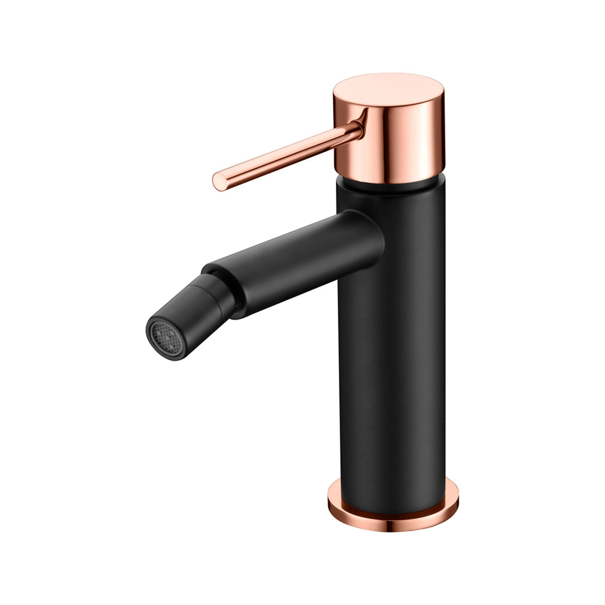 Monomando Bidé Milos Stick IMEX Negro + Oro Rosa