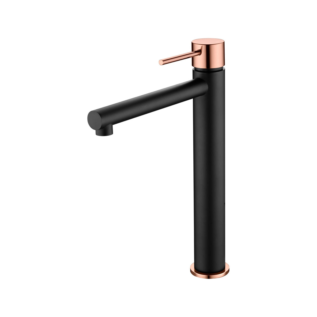 Monomando de Lavabo Alto Milos Stick IMEX Negro + Oro Rosa