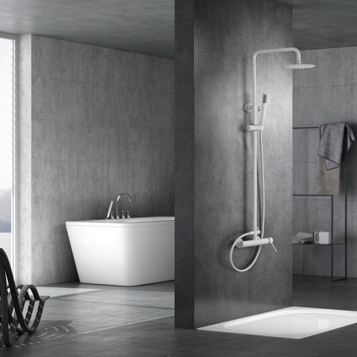 Conjunto de Ducha Monomando Milos Stick IMEX instalado en un baño